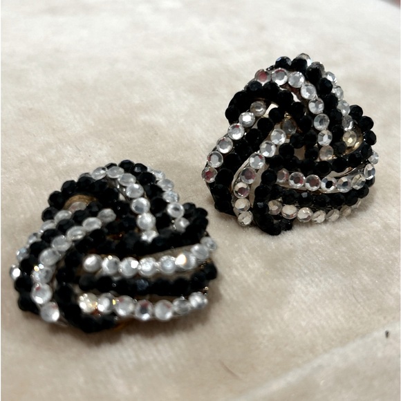 VINTAGE BELLINI DESIGNER  BLACK  & CLEAR SCROLL CRYSTAL HAND MADE NEW - Picture 4 of 11